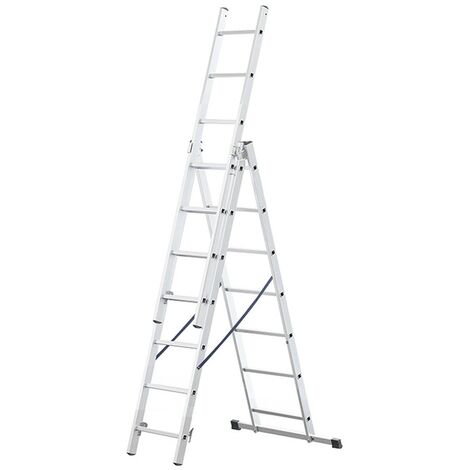 Monmobilierdesign – Échelle transformable en aluminium 3 plans 7 marches – Charge maximale 150 kg – Pieds renforcés et barreaux antidérapants – Conforme norme EN-131
