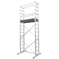 Monmobilierdesign – Echafaudage en aluminium 5m – Charge maximale 150kg – Antidérapant – Pour chantiers intérieurs et extérieurs – Norme EN 131