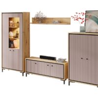 PARII Ensemble de meubles de salon Vitrine Armoire Meuble TV Étagère design contemporain Rose antique