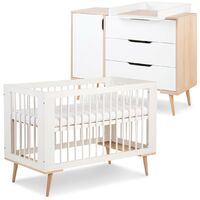 Sofie Ensemble Commode A Langer Et Lit Bebe Style Scandinave 1x60 Blanc Blanc