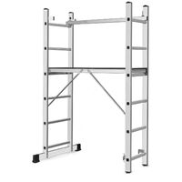 Monmobilierdesign – Échelle 2 plans modulable en aluminium – Escabeau et échafaudage 6 marches – Charge maximale 150 kg – Hauteur de travail 2,97 m