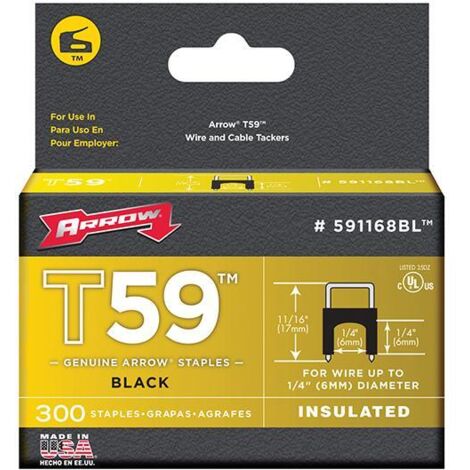 T59 Insulated Staples Black 6 x 6mm Box 300 (1/3)