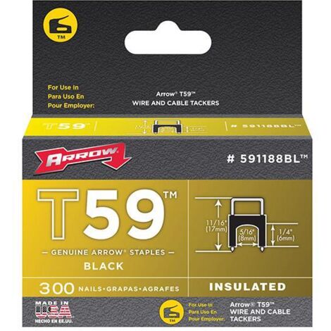 T59 Insulated Staples Black 6 x 8mm Box 300