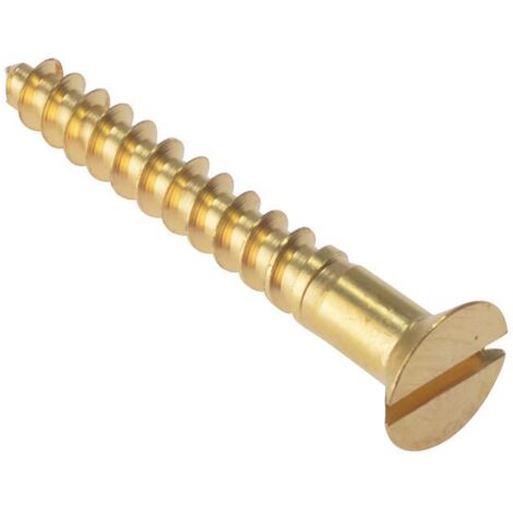 ForgeFix CSK1128BR Wood Screw Slotted CSK Solid Brass 1.1/2in x 8 Box 200 FORCSK1128B (1/3)