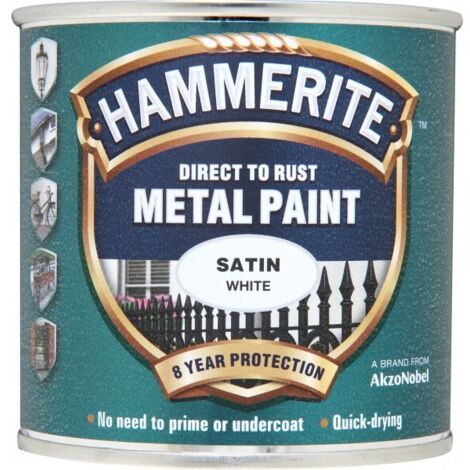 Hammerite Direct to Rust satin finish metal paint 250ml – Anti rust and metal primer – For ferrous and non-ferrous metals – 8 years protection (1/5)