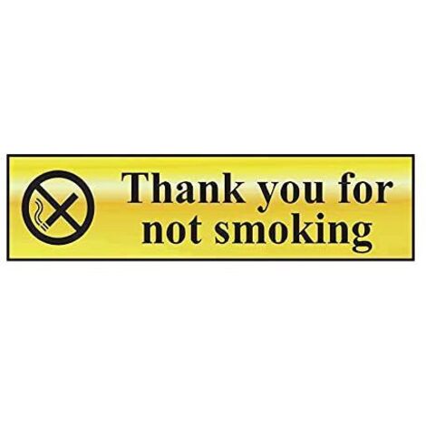 Thank You For Not Smoking - Polished Brass Effect 200 x 50mm