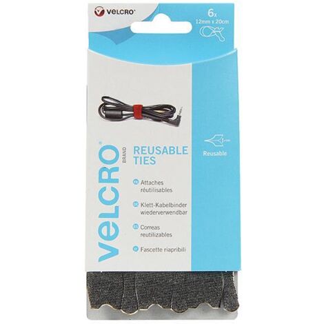 VELCRO® Brand ONE-WRAP® Reusable Ties (6) 12mm x 20cm Black (1/3)