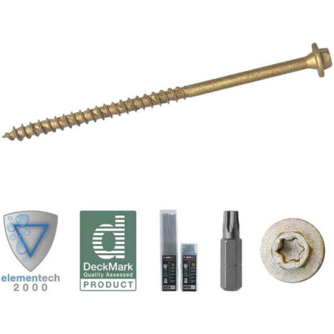 ForgeFix FFTF7250T Hexagonal/TORX® Compatible Timber T30 Screws Tan 7x250mm Tub 40 FORTF7250T (1/3)