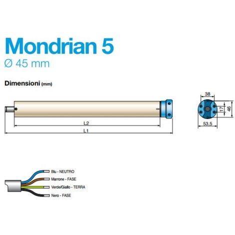 Volet roulant tubulaire pour moteur Came Y5050A121MO - KIT 001UY0064 Set Mondrian 5 - 50 nm 92kg avec accessoires