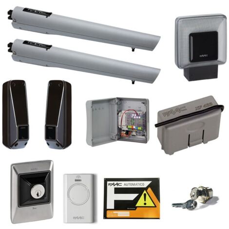 Faac – Kit de motorisation de portail 105998 – Automatisation 24V pour vantaux jusqu'à 2,3 m – Moteur à balais pour usage intensif (1/10)