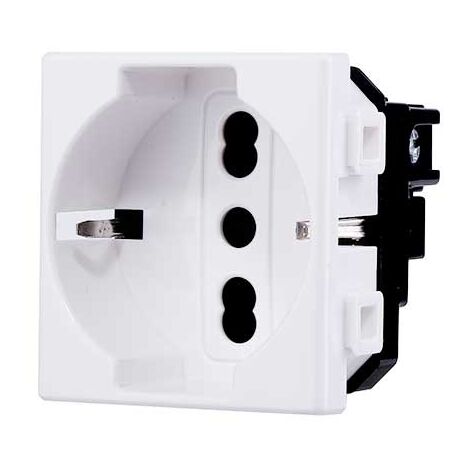Prises Schuko compatible Bticino Matix norme allemande 2P+T 10/16A couleur Blanc (1/2)