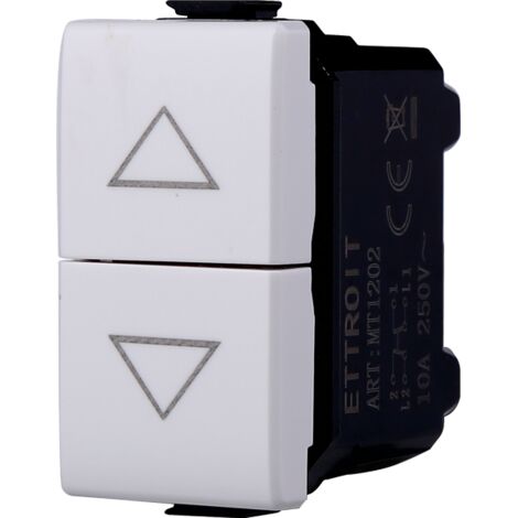 ETTROIT Bouton double 1P+1P NO pour volet roulant montée et descente compatible Bticino Matix couleur blanc MT1202