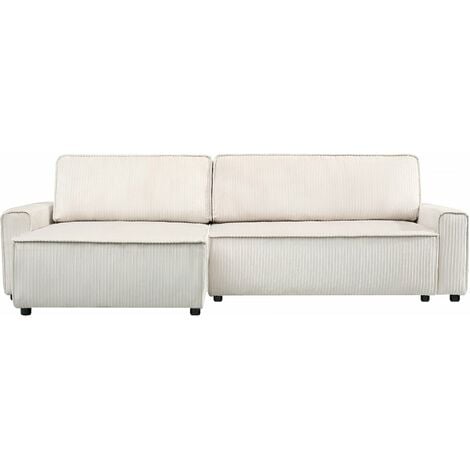 Canapé d'angle convertible et reversible en velours côtelé "Montaigne" - 3 places  - Beige
