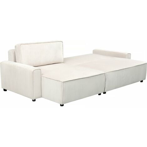 Canapé d'angle convertible et reversible en velours côtelé "Montaigne" - 3 places  - Beige