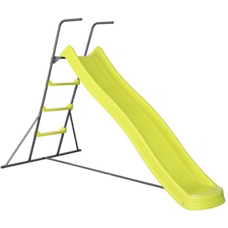 Toboggan de jardin à double vague "Poly" en vert - 240 x 120 x 156 cm