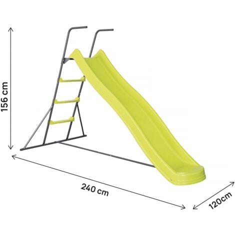 Toboggan de jardin à double vague "Poly" en vert - 240 x 120 x 156 cm