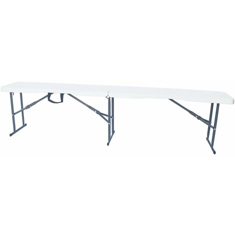 Habitat Et Jardin – Banc pliant en métal pliable 3 places – Dimensions 183 x 29 x 42 cm – Structure robuste en métal – Blanc (1/4)