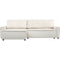 Palozi Sofa – Canapé d'angle convertible réversible en velours côtelé beige – 3 places – Coffre de rangement – Dimensions 282 x 153 x 93 cm