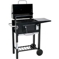 Habitat Et Jardin – Barbecue charbon de bois Vicomte – Grille en acier chromé – Dimensions 92.5 x 46 x 123 cm – Hauteur de cuisson 80 cm – 2 roues pour mobilité