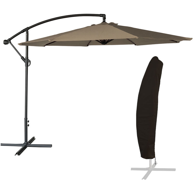 Parasol Beneffito Oahu beige 195 x 33 14 cm acero redondo y remoto de 3 metros 3m