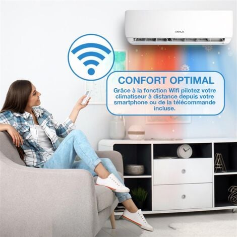 OBAMI - Aire acondicionado fijo reversible - Bi-split - 6200W - 21000BTU - 40m2 + 30m2 - Gas R32 - 4D Airflow - Golden Fin - Wifi