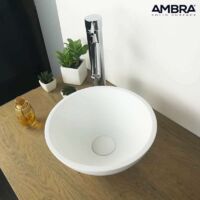 Boléa - Lavabo de pedestal redondo 30 cm en Solid Surface - Diseño de baño contemporáneo