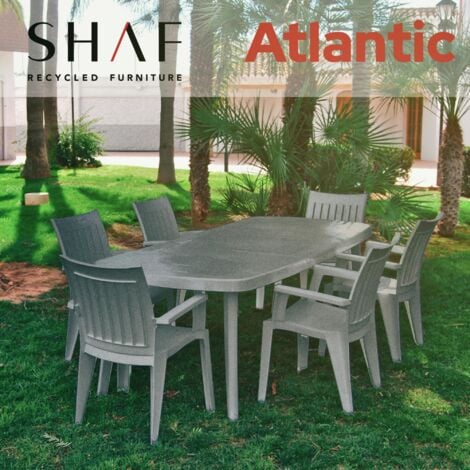 SP Berner - Mesa de Exterior Extensible Atlantic - Diseño Moderno y Resistente - Uso Interior y Exterior - Fabricada en España con Plástico Reciclado - 170/225 x 100 x 73 cm - Antracita