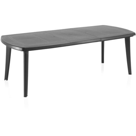 SP Berner - Mesa de Exterior Extensible Atlantic - Diseño Moderno y Resistente - Uso Interior y Exterior - Fabricada en España con Plástico Reciclado - 170/225 x 100 x 73 cm - Antracita