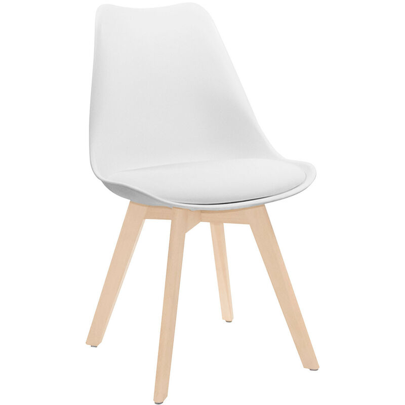 Thinia Home - Silla de Comedor Nórdica Daria, Polipropileno/Madera, Hogar, Salón, Cocina, Asiento Acolchado, Diseño Escandinavo, Estilo Moderno, 48x55x83cm (largo x ancho x alto), Variedad de Colores