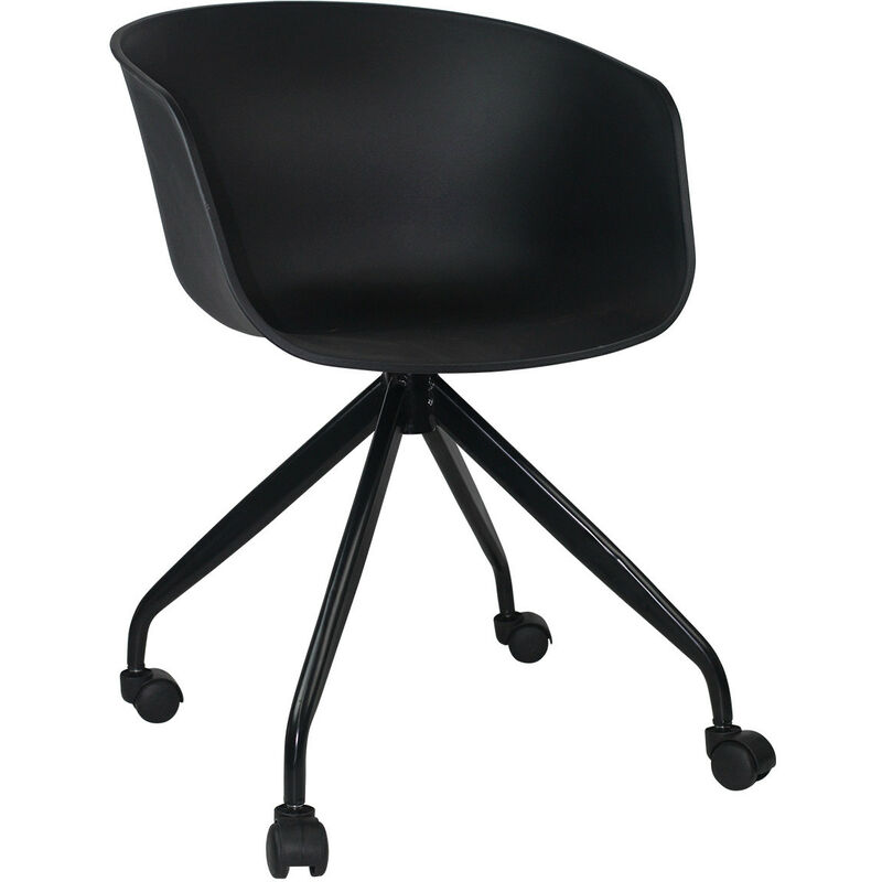 Thinia Home - Silla de Escritorio Ergonómica New Age, Silla de oficina, con Ruedas, Giratoria 360º, Acolchada, Tapizada en Tela, con Reposabrazos, Diseño Moderno, Color Negro