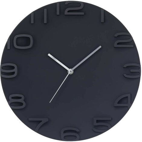 Reloj de pared redondo Mecanismo negro de 34 cm