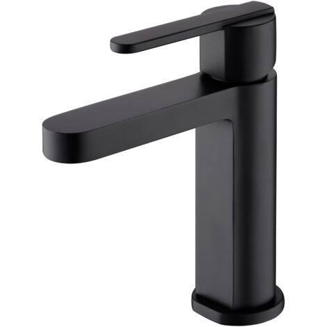 IMEX grifería en latón negro opaco para lavabo con cartucho cerámico Ø28 mm y flexibles 3-8 para instalación segura modelo BDR001-1NG