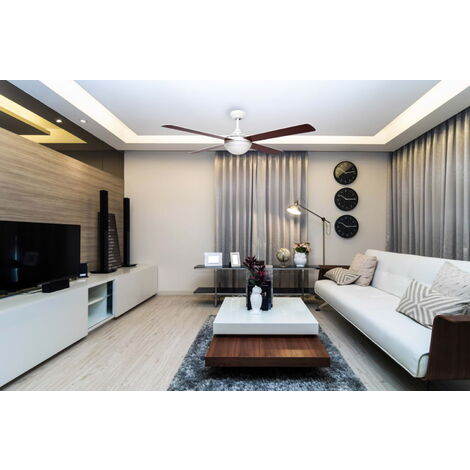 Ventilador De Techo Blanco Con Luces Cm 122x29/42h Sulion Sulion 072817