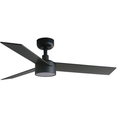 Faro Rudder Ventilador de techo pequeño de 3 aspas, color negro mate y nogal, con luz, 2700-4000-6500 K, sistema inteligente Tuya (1/2)