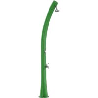 MPC Ducha Jardín Solar Verde con Estructura Curva de Polietileno HD Altura 226 cm Soffione Redondo de 10 cm Tanque de 25 Litros y Lavapiedi Modelo Rio