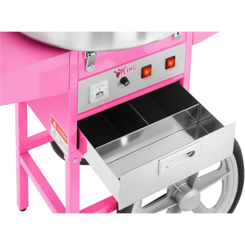 Chariot Mobile Pour Machine à Barbe à Papa Royal Catering - 4 Roues, Surface Ajustable, Blanc