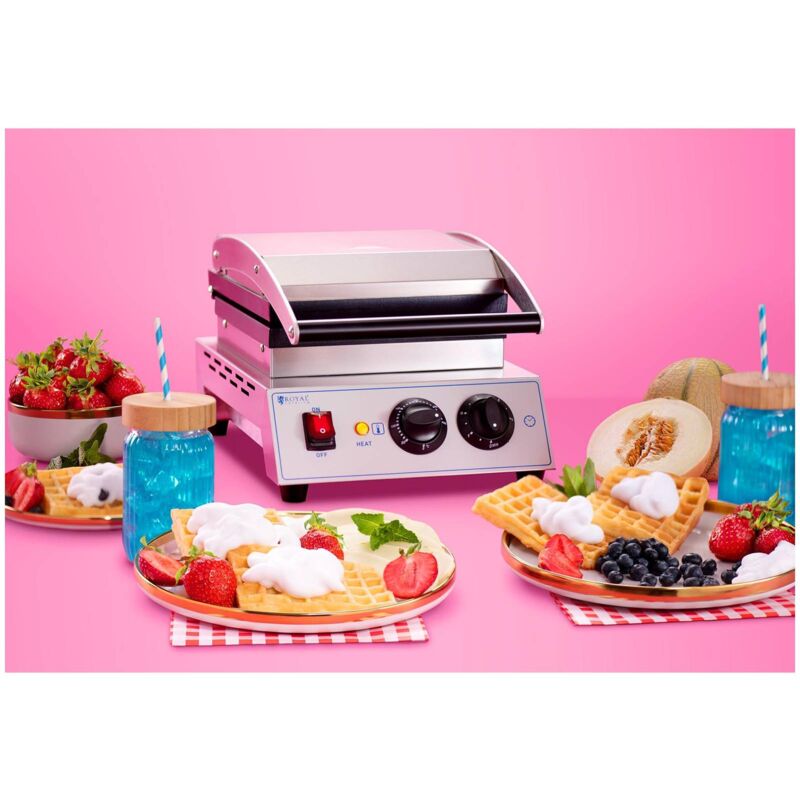 Gaufrier Électrique Professionnel Carré 2 Gaufres Plaques Alu Téflon 1500w 2