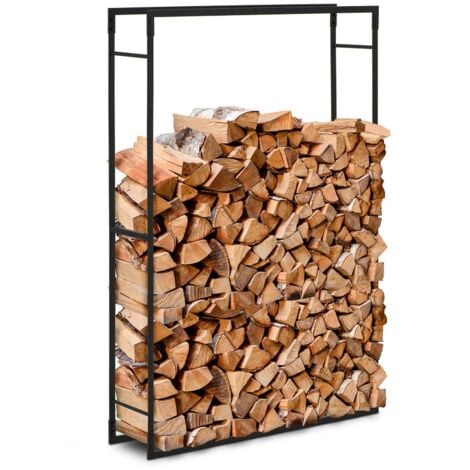 Randaco Lot de 4 supports d'empilage en bois de chauffage robuste, aide à  empiler, cadre pour l'intérieur et l'extérieur, noir : : Bricolage