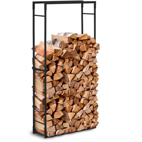 Abri-bûches pour bois de chauffage stockage extérieur du bois en métal et  polycarbonate 185 x 67 x 185 cm noir