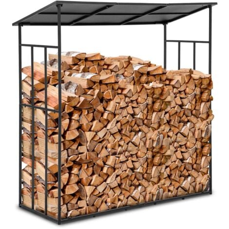 Abri-bûches pour bois de chauffage stockage extérieur du bois en métal et  polycarbonate 185 x 67 x 185 cm noir