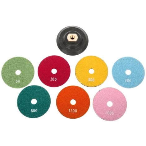 Set De Disques Humides Pour Polir Lustrer Pierre Marbre  Support  7 Pieces  F