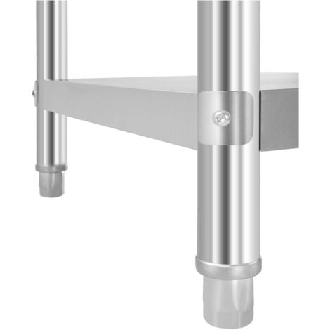 Table Inox Avec Etagere Appoint Plan De Travail Cuisine 120 Cm 4 Niveaux 140 Kg