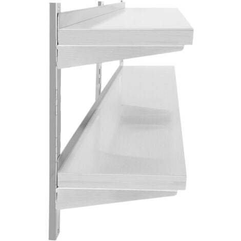 Etagere Murale Double En Inox  2 Niveaux Plateaux  180 X 30 Cm  Avec Fixations