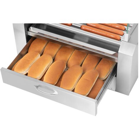 Machine à Hot Dog Wiltec - 650W - 4 Pics Chauffants + Cuiseur Vapeur - 475x290x380mm