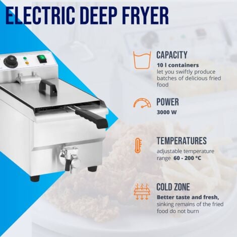 Friteuse En Acier Inoxydable Gastronomie Zone Froide Friteuse Électrique 6L