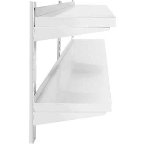 Étagère Murale Flottante Métal Inox Cuisine 2 Tablettes 160x40x3,5cm Max. 40kg