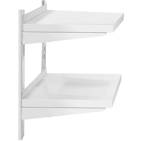 Étagère Murale Flottante Métal Inox Cuisine 2 Tablettes 60x40x3,5cm Max. 40kg