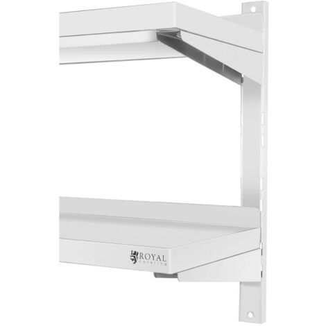 Étagère Murale Flottante Métal Inox Cuisine 2 Tablettes 60x30x3,5cm Max. 40kg