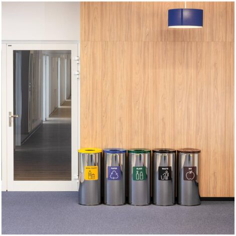 Poubelle En Acier Rectangulaire 45 litres Tri Sélectif Déchets Résiduels Chrome