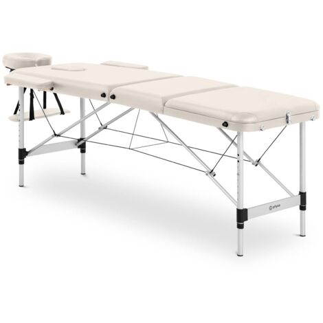 Table de massage pliante Lit de massage Portable Cadre en bois 180kg Beige